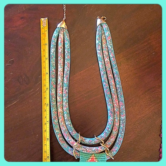 ✨Ethnic Festival/Boho Turq.Beaded Tassel Necklace✨ - Picture 7 of 7